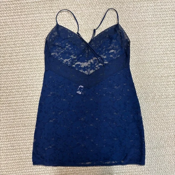 Victoria’s Secret Navy Lace Slip Lingerie Chemise Size Large - Picture 2 of 10